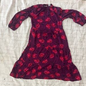Women's Size XS Floral Print Long Sleeve Tiered Dress A New Day Purple